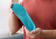 Illustration showing improvements before and after custom orthotics for proper support and posture.